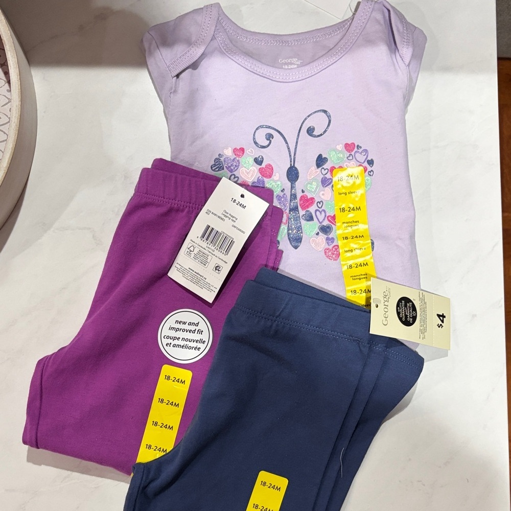 18-24 month NWT Purple and Blue Butterfly Set